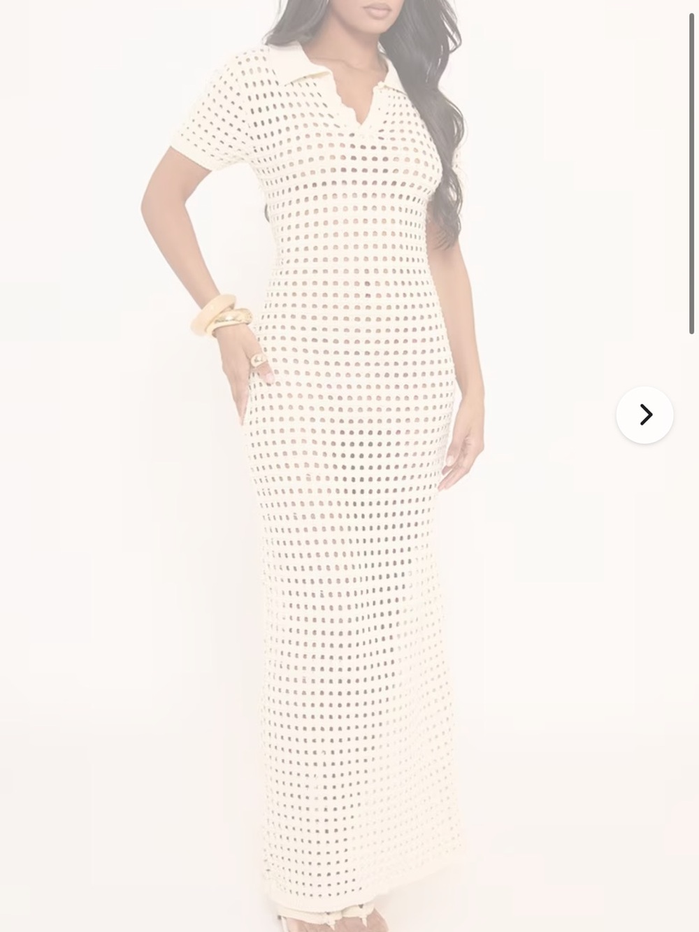 EGO Cream Crochet Polo Maxi Dress